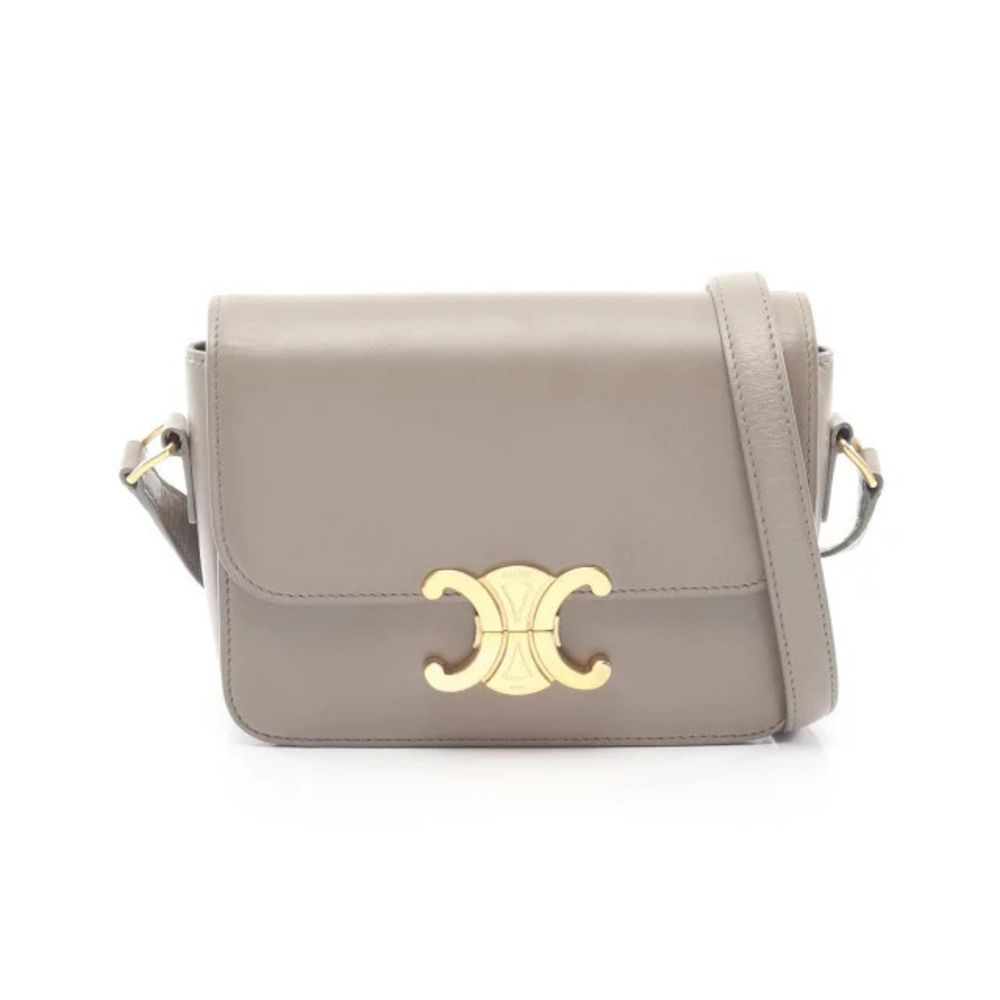 Celine Teen Triomphe Shoulder Bag Leather Beige Cream